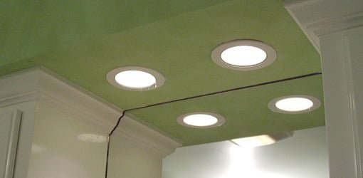 Recessed light fixtures on ceiling.