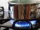 Closeup of a gas burner on a stove