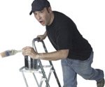Man falling off ladder.