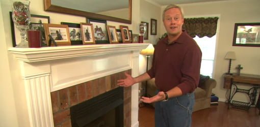 Danny Lipford with competed DIY fireplace mantel.