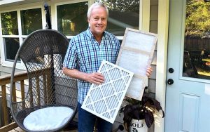 Danny Lipford shows the selection of air conditioner filters available for purchase