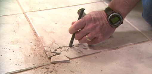 Removing cracked floor tile