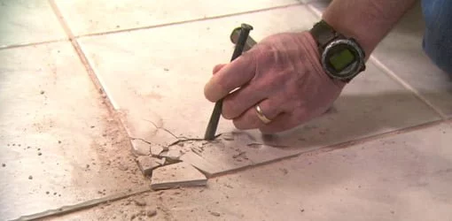 Replace A Damaged Ceramic Tile, How To Remove Ceramic Tile Without Breaking