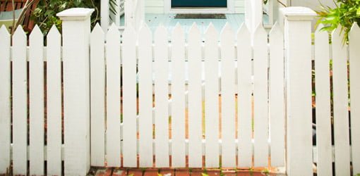 White picket fence with gate