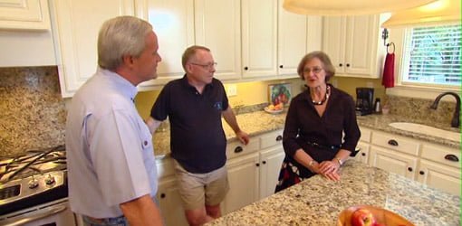Danny Lipford with homeowners in remodeled historic kitchen