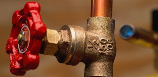 Cut-off valve on copper pipe