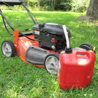 Lawn mower with gas can