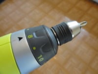 Cordless rechargeable battery powered drill chuck with torque settings
