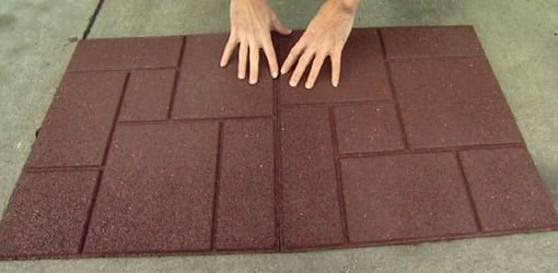 Envirotile rubber floor tile with red brick pattern