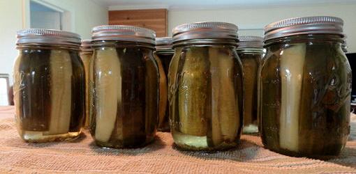 Canned pickles in jars