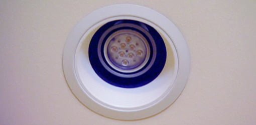 LED light bulb in recessed ceiling fixture