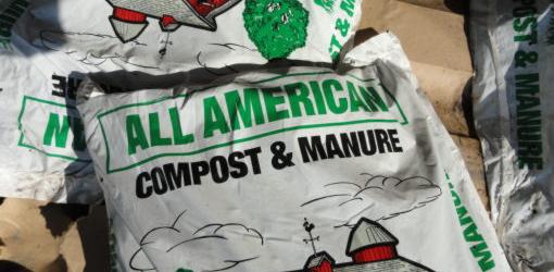 Bag of compost and manure fertilizer