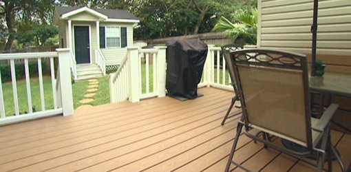 Deck with Trex composite decking.