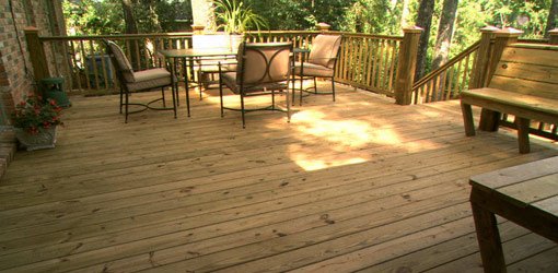 Newly cleaned wood deck.