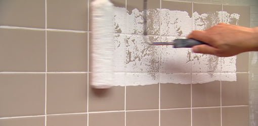 How To Paint Over Ceramic Tile In A Bathroom Today S Homeowner - Can You Tile Over Bathroom Paint