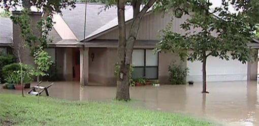 Water damage to home caused by hurricane related flooding.