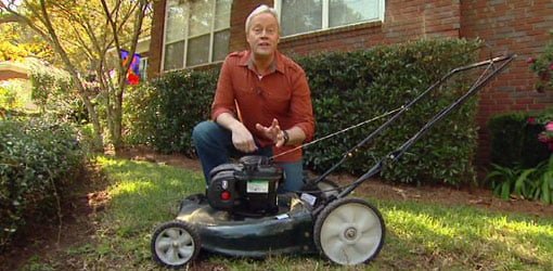 Danny Lipford with lawn mower.