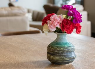 Flowers on table in home