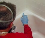 Refinishing tub with Homax Tough as Tile epoxy finish.