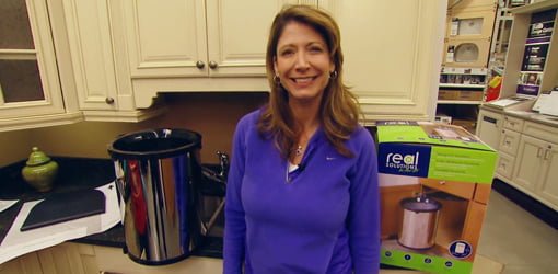 Jodi Marks with Real Solutions trash can.