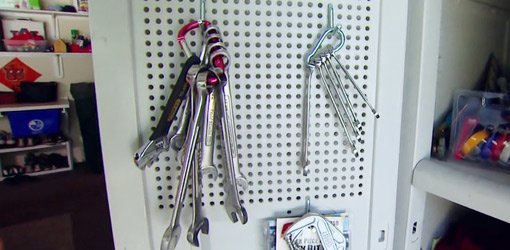 Use a carabiner to clip wrenches together for easy access .