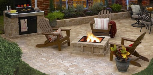 Paver patio, fire pit, and grill.