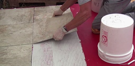 Installing Tile Outside On A Concrete, How To Install Travertine Tile On Concrete