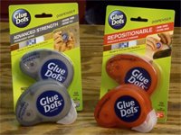 Packages of Advanced Strength and Repositionable Glue Dots
