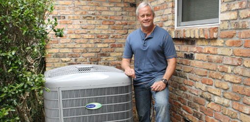 Danny Lipford with Carrier central air conditioner unit.