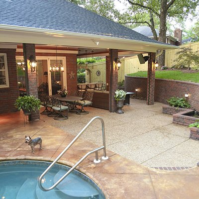 back yard with pool