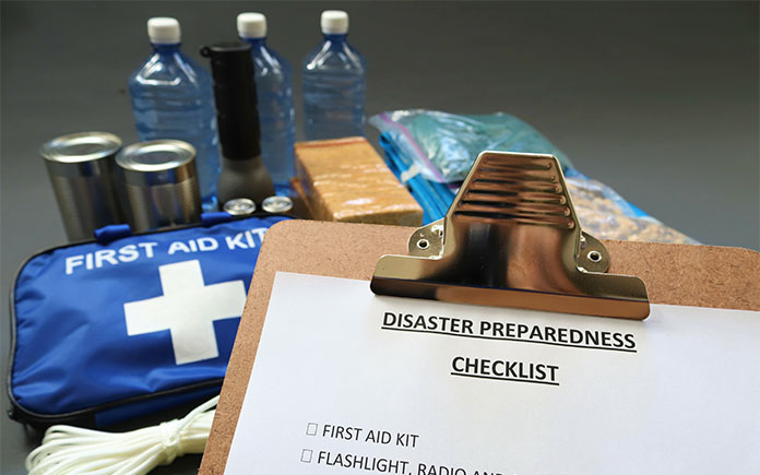 Hurricane preparation to-do list, as seen on a clipboard