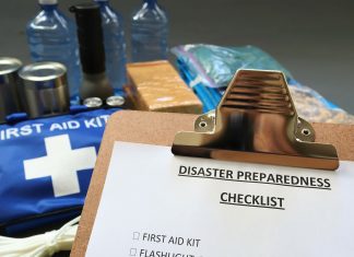Hurricane supplies and clipboard