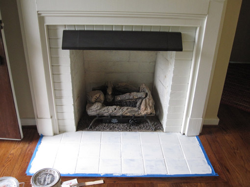 Fireplace hearth primed.