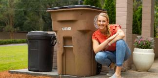 “Today’s Homeowner” co-host Chelsea Lipford Wolf, pictured with a concrete garbage can pad outside her home