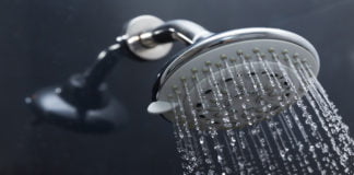 Water pouring from shower head