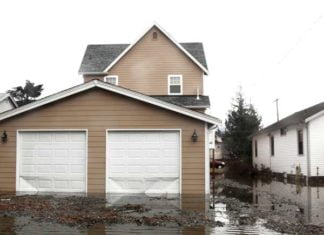 Flood-damaged house