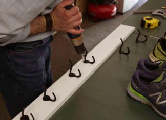 Shoe rack for mudroom or garage