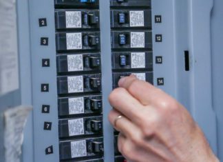 Turning off breakers at a home's main electrical panel