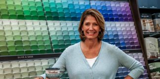 Jodi Marks, pictured at The Home Depot with Varathane weathered wood accelerator