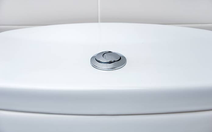Toilet with dual-flush button on the tank cover