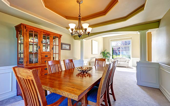 Pictured: a load-bearing wall supporting columns in a dining room