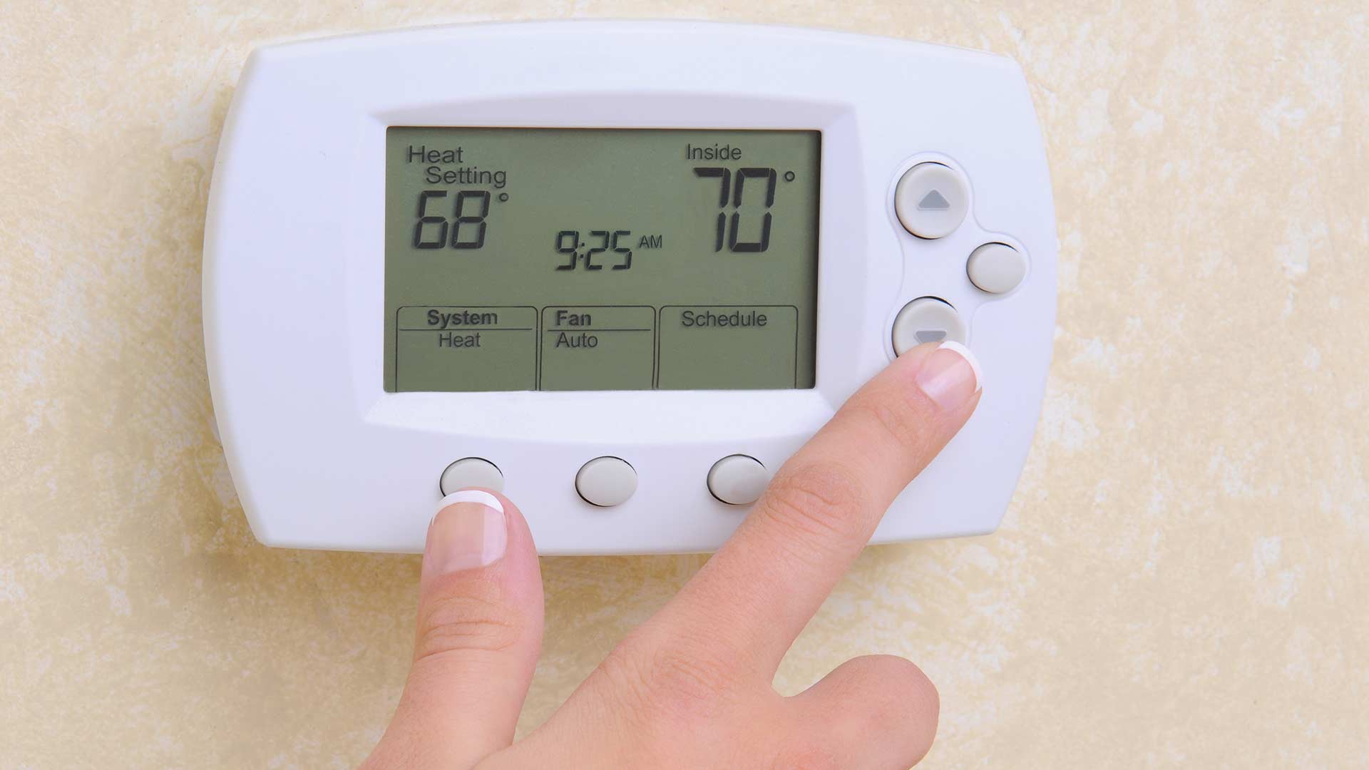 Setting thermostat with finger