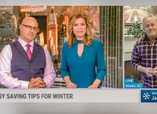 Jim Cantore and Jen Carfagno interviewing Danny Lipford about winter energy-saving tips on AMHQ on The Weather Channel