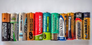AA batteries lined up in a row