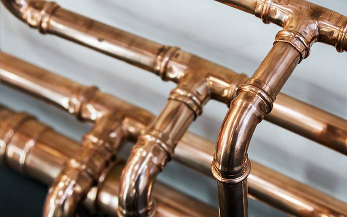 Copper pipes in home's plumbing system