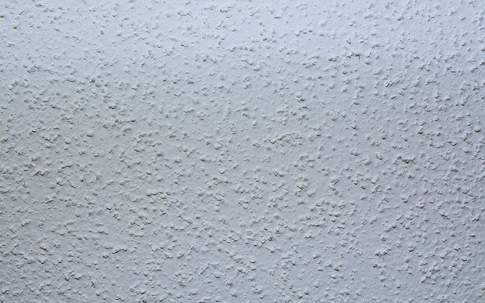 Popcorn ceiling, as seen close up