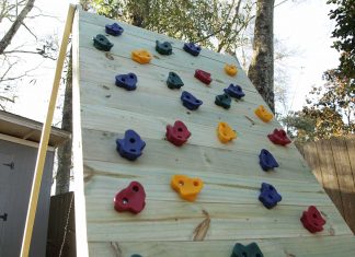 Wooden climbing wall, as seen on Today's Homeowner TV.