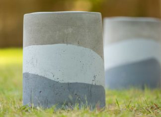 Painted concrete layered stools