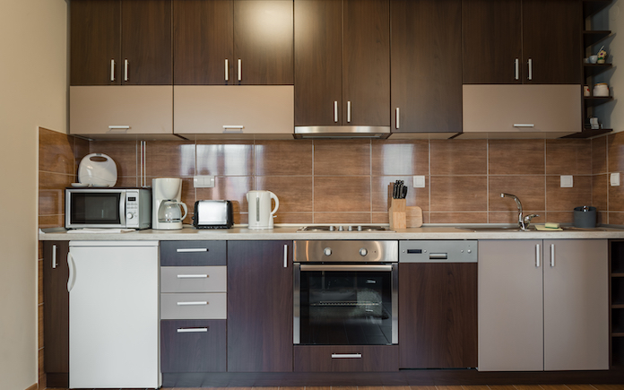 Dark brown modern kitchen interior