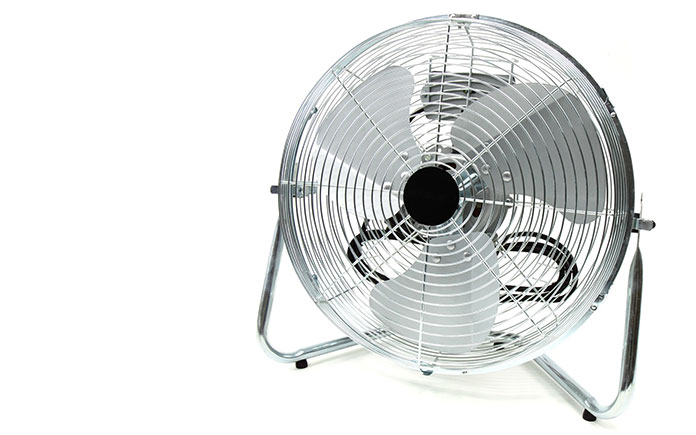 Electric portable fan on a white background